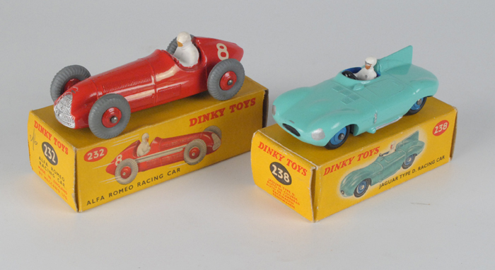 Dinky Toys: 232 Alfa Romeo and 238 Jaguar Type D. at Whyte's Auctions