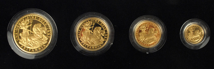 Elizabeth II Britannia gold proof one hundred pounds, fifty pounds, twenty-five pounds and ten pounds. at Whyte's Auctions