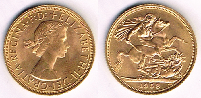 Elizabeth II gold sovereign 1958 (5) at Whyte's Auctions