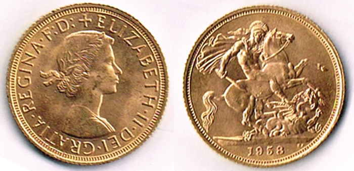 Elizabeth II gold sovereigns, 1958 at Whyte's Auctions