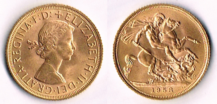 Elizabeth II gold sovereigns, 1958 at Whyte's Auctions