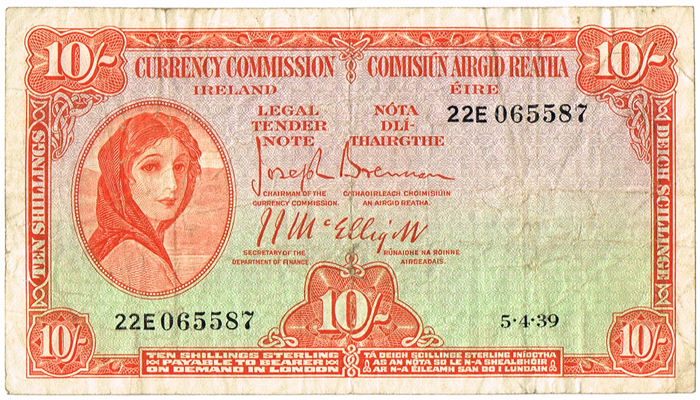 Currency Commission 'Lady Lavery' Ten Shillings and Central Bank 'Lady Lavery' One Pound at Whyte's Auctions