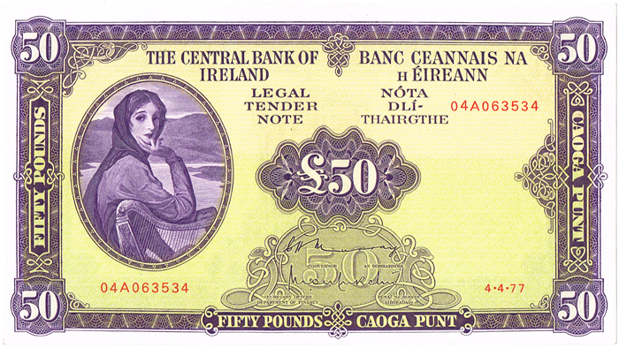 Central Bank 'Lady Lavery' Fifty Pounds 4-4-77 at Whyte's Auctions
