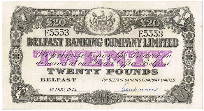 Belfast Banking Company Ten Pounds 5th June 1965. at Whyte's Auctions