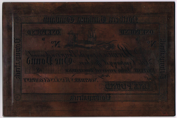 Northern Bank Downpatrick One Pound 19th century copper printing plate, at Whyte's Auctions