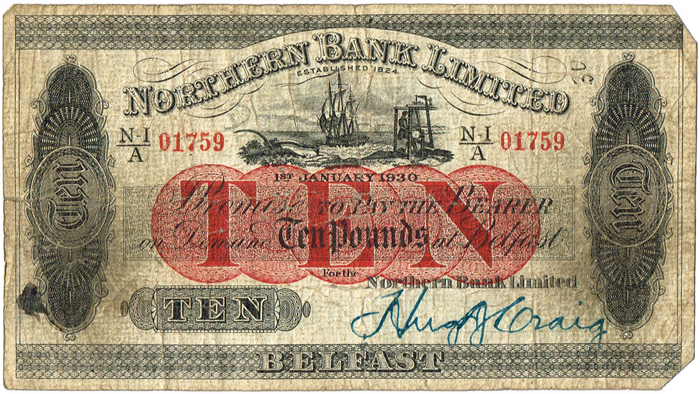 Northern Bank and Belfast Banking Company Ten Pounds and Five Pounds collection at Whyte's Auctions