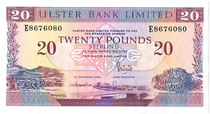 Ulster Bank collection Twenty Pounds to One Pound. at Whyte's Auctions