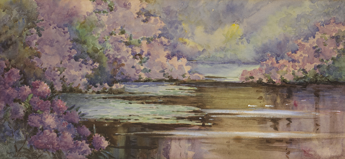 POND SCENE WITH PURPLE HYDRANGEA by Mildred Anne Butler sold for �2,400 at Whyte's Auctions