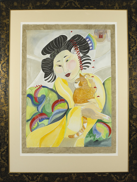 MADAME BUTTERFLY AND ORANGE CAT IN CORK, 2004 by Pauline Bewick RHA (1935-2022) at Whyte's Auctions
