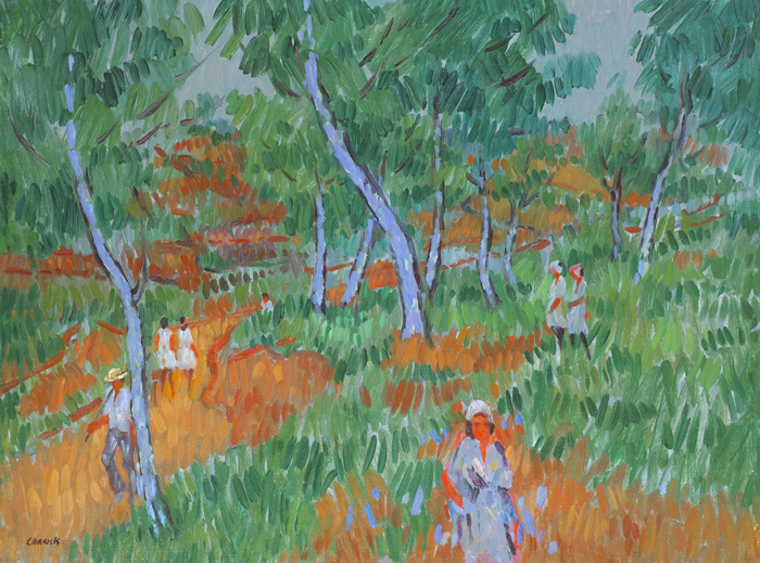 STROLLING AMONG TREES AT NERJA, SPAIN by Desmond Carrick RHA (1928-2012) at Whyte's Auctions