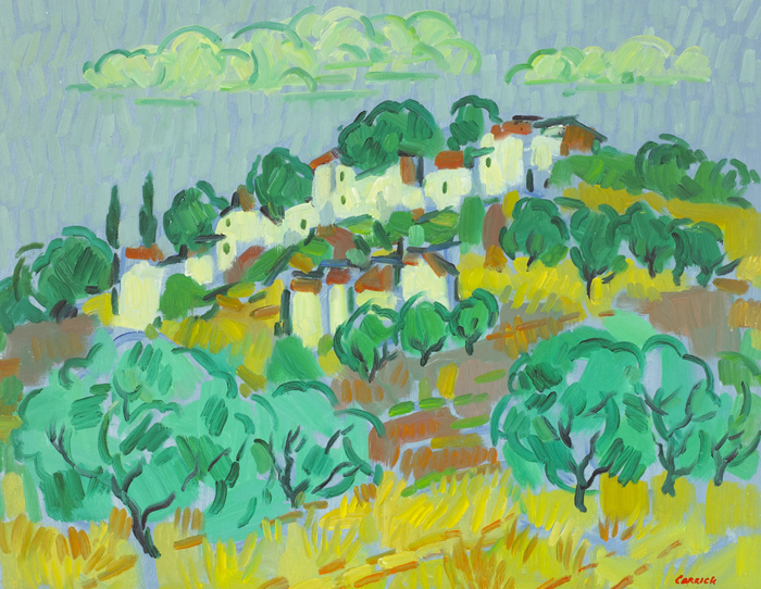 HILLSIDE DWELLINGS AT FRIGILIANA, SPAIN by Desmond Carrick RHA (1928-2012) at Whyte's Auctions