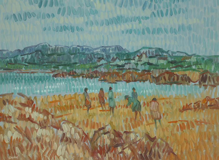 GATHERING SHELLS, BALLYCONNEELY, CONNEMARA, COUNTY GALWAY, 1989 by Desmond Carrick sold for 800 at Whyte's Auctions