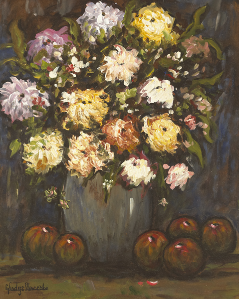 STILL LIFE WITH FLOWERS AND FRUIT by Gladys Maccabe MBE HRUA ROI FRSA (1918-2018) at Whyte's Auctions