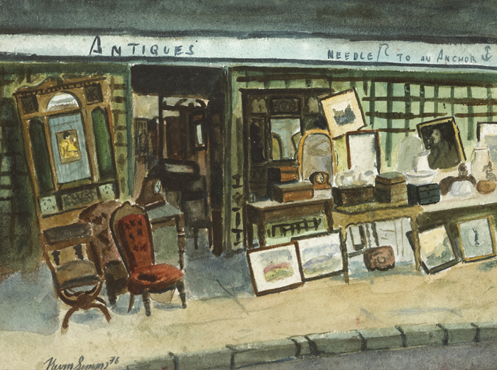 PAVEMENT ANTIQUES, DUBLIN, 1976 by Kevin Simms WCSI (b.1932) at Whyte's Auctions