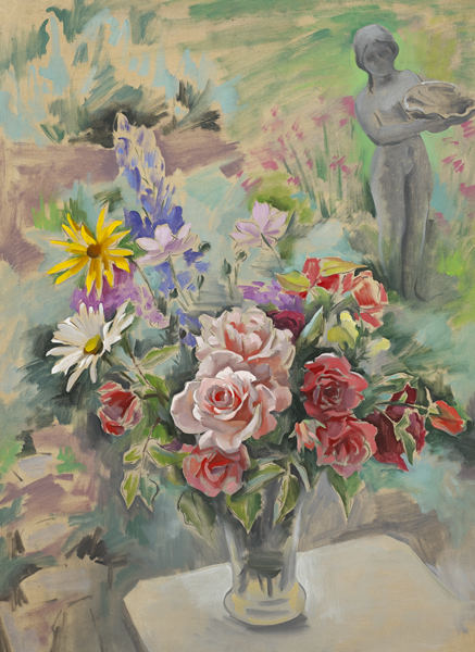 STILL LIFE OF FLOWERS AND NYMPH WITH SHELL by Frances J. Kelly sold for �1,000 at Whyte's Auctions