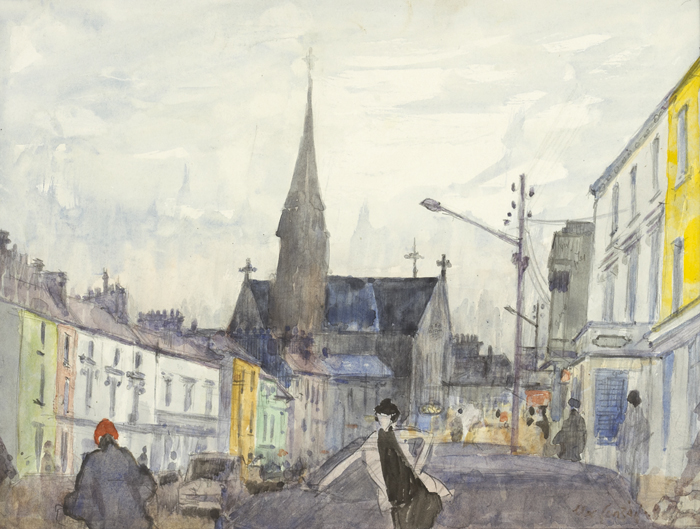 MAIN STREET, CLIFDEN, COUNTY GALWAY by Maurice MacGonigal PRHA HRA HRSA (1900-1979) at Whyte's Auctions