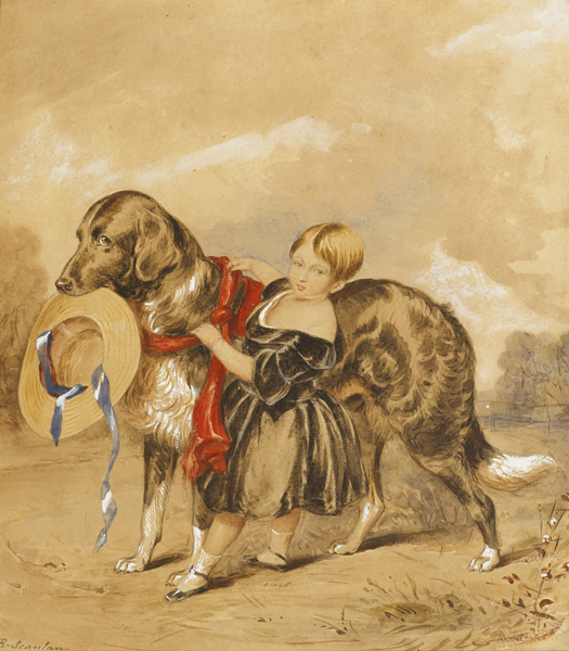 YOUNG LADY AND HER DOG, 1841 by Robert Richard Scanlan (1801-1876) at Whyte's Auctions