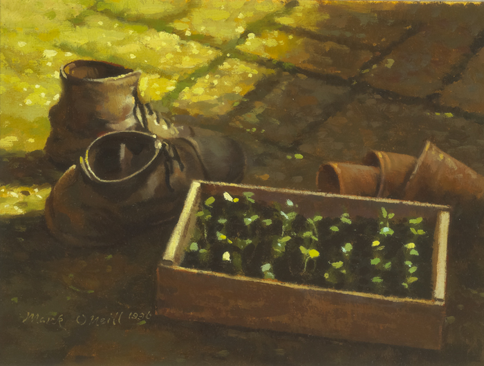 GARDEN SHOES, PLANT POTS AND SEEDLINGS, 1996 by Mark O'Neill (b.1963) at Whyte's Auctions