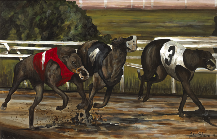 GREYHOUND RACING, 2011 by John Stewart (b.1973) at Whyte's Auctions