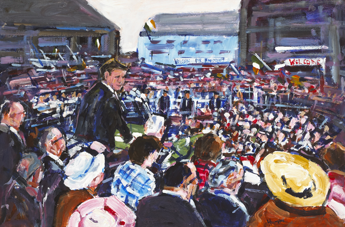 JOHN F. KENNEDY SPEAKING AT THE QUAY, NEW ROSS, JUNE 1963 by Michael Hanrahan (b.1951) at Whyte's Auctions