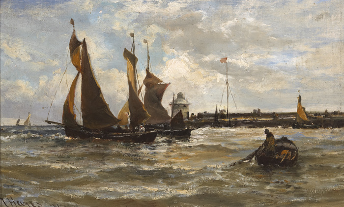YARMOUTH NORTH WITH TRAWLERS LEAVING HARBOUR, c.1880 by Edwin Hayes RHA RI ROI (1819-1904) at Whyte's Auctions