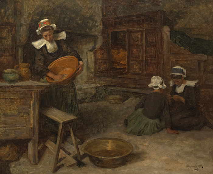 BRETON WOMEN IN A KITCHEN, 1905 by Aloysius C. OKelly (1853-1936) at Whyte's Auctions