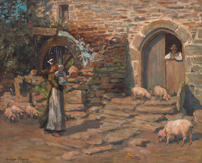 A BRETON FARMYARD by Aloysius C. O’Kelly sold for €11,000 at Whyte's Auctions