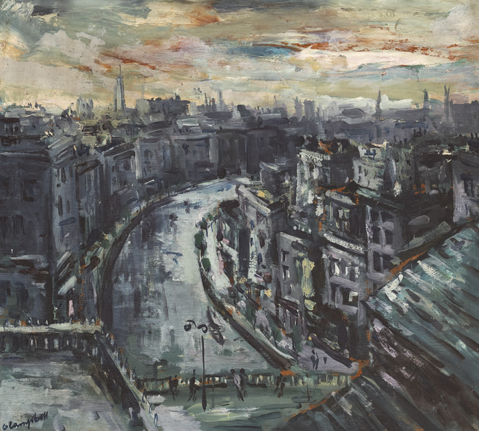 VIEW ALONG THE SEINE TOWARDS THE EIFFEL TOWER, PARIS, c.1956 by George Campbell RHA (1917-1979) at Whyte's Auctions