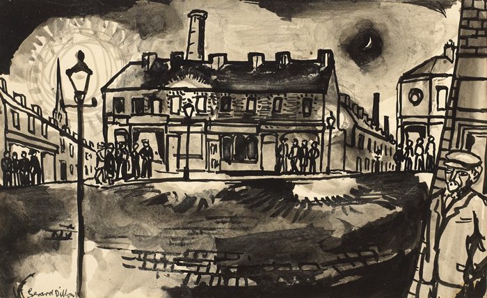 AT NIGHT NEAR THE FALLS ROAD, BELFAST by Gerard Dillon (1916-1971) at Whyte's Auctions