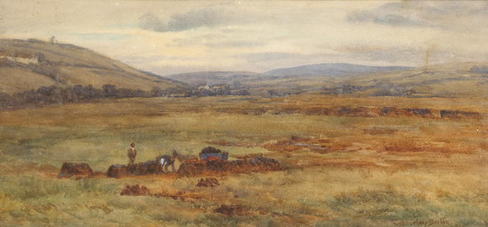 DONKEY AND CART AND FIGURES GATHERING TURF by Mary Georgina Barton SWA (1861-1949) at Whyte's Auctions