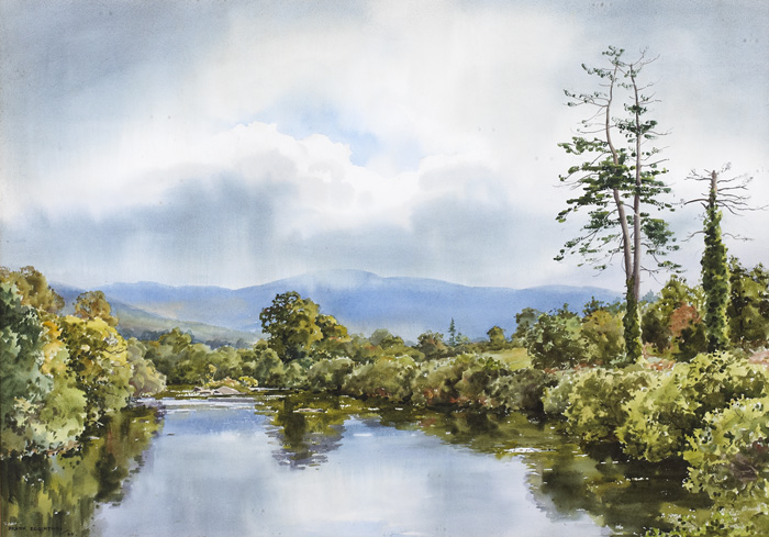 BALLYNAHINCH RIVER, COUNTY GALWAY, 1964 by Frank Egginton RCA (1908-1990) at Whyte's Auctions