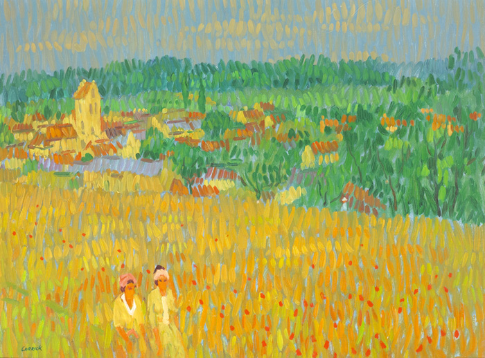 BARLEY FIELD AT PONT DRON, FRANCE by Desmond Carrick RHA (1928-2012) at Whyte's Auctions