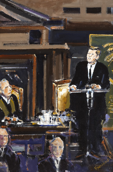 PRESIDENT JOHN F. KENNEDY ADDRESSING THE OIREACHTAS, DUBLIN, JUNE 1963 by Michael Hanrahan (b.1951) at Whyte's Auctions