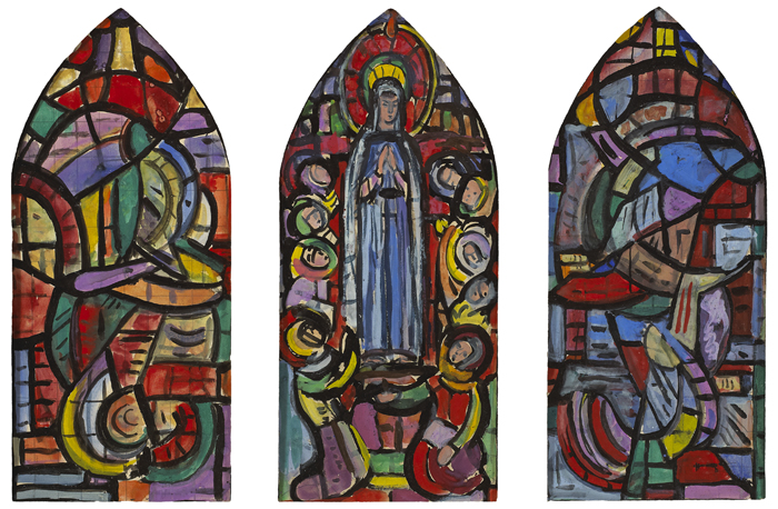 CARTOON FOR PENTECOST WINDOW, BLACKROCK COLLEGE, COUNTY DUBLIN, c.1940 by Evie Hone sold for 2,500 at Whyte's Auctions