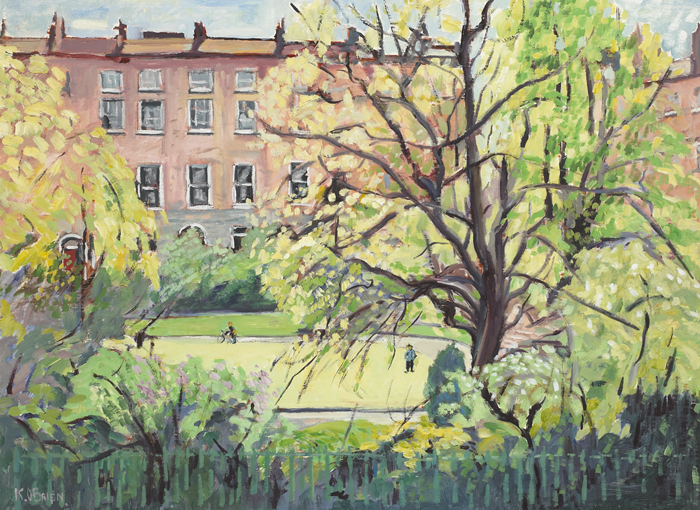 VIEW OF NO. 65 [THE ARTIST'S HOME] AND NO. 66 FITZWILLIAM SQUARE, DUBLIN, 1971 by Kitty Wilmer O'Brien sold for �2,400 at Whyte's Auctions