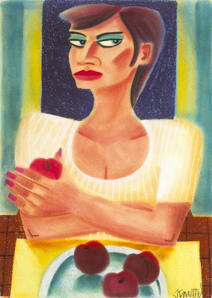 LADY WITH RED APPLES by Graham Knuttel (b.1954) at Whyte's Auctions