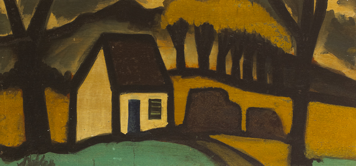 COTTAGE WITH BLUE DOOR by Markey Robinson (1918-1999) at Whyte's Auctions