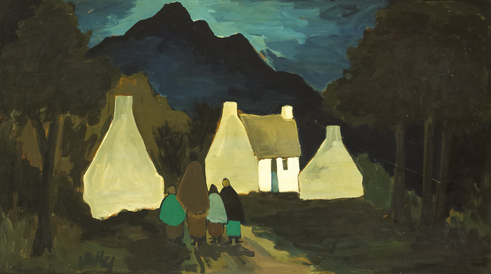 MOONLIT SCENE WITH MOTHER AND THREE CHILDREN by Markey Robinson (1918-1999) at Whyte's Auctions