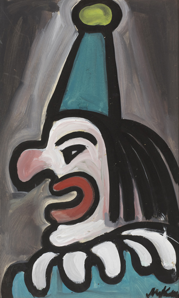 CLOWN NO. 16 [CLOWN IN PROFILE WITH POINTED BLUE HAT] by Markey Robinson (1918-1999) (1918-1999) at Whyte's Auctions