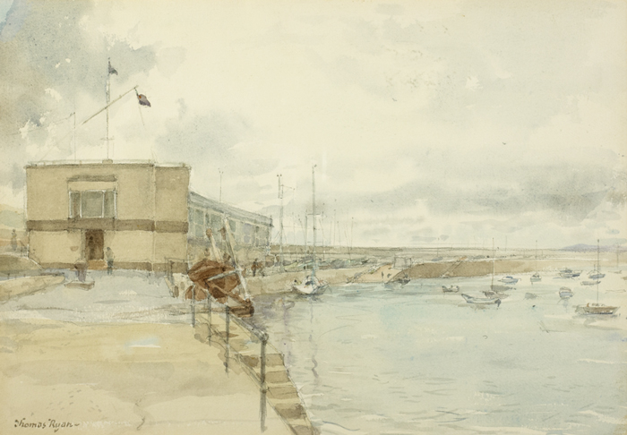 THE MOTOR YACHT CLUB, DUN LAOGHAIRE, COUNTY DUBLIN, 1989 by Thomas Ryan PPRHA (b.1929) at Whyte's Auctions
