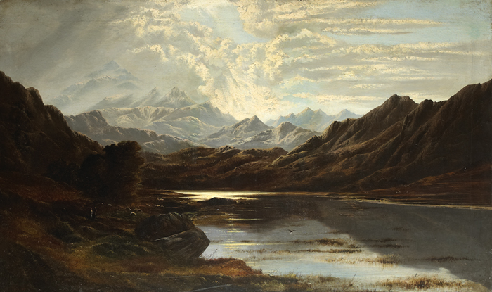 MOUNTAINOUS LANDSCAPE [SNOWDON, WALES] 1881 by Charles Leslie sold for �1,400 at Whyte's Auctions