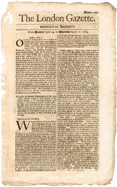 1684-87: Collection of Irish interest issues of The London Gazette including Williamite Wars at Whyte's Auctions