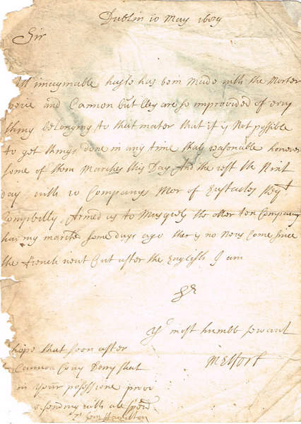 1689 (10 May) Earl of Melfort letter to General Richard Hamilton Jacobite Army Commander at Derry at Whyte's Auctions