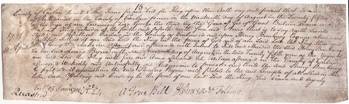 1786: Irish legal document relating to a challenge to fight a duel with pistols at Whyte's Auctions