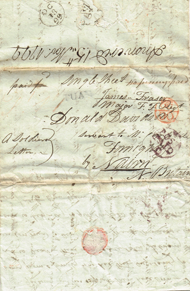 1798-99 Rebellion: Letter from June Fraser daughter of Major James Fraser of the Fraser Fencibles at Whyte's Auctions