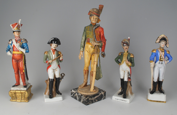 Napoleonic Wars: collection of handpainted porcelain figurines of soldiers at Whyte's Auctions