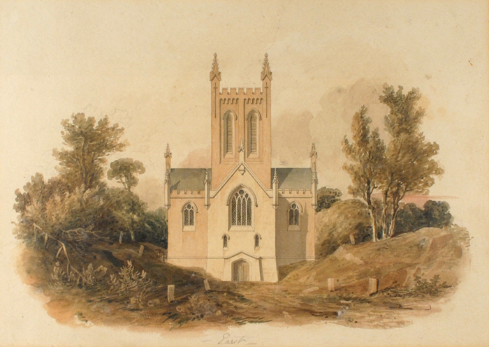 circa 1808: Architectural watercolours of Tullamore Church, Offaly at Whyte's Auctions