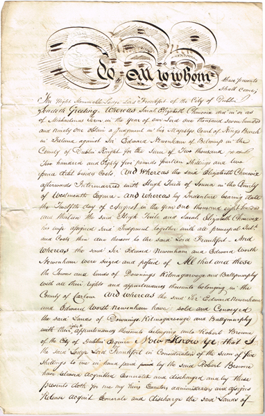 1813: Irish legal declaration signed by Lord Frankfort at Whyte's Auctions