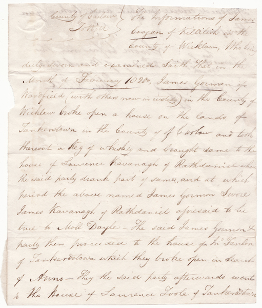 1823: Moll Doyle Secret Society manuscript account at Whyte's Auctions