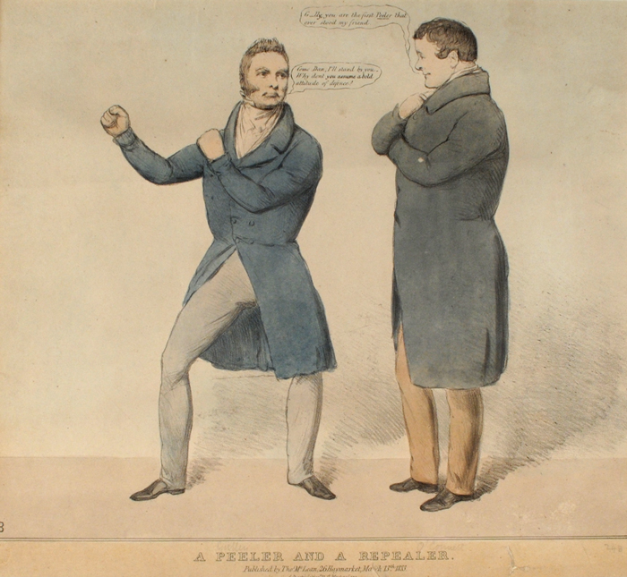 1833 (13 March) 'A Peeler and a Repealer' Daniel O'Connell cartoon at Whyte's Auctions